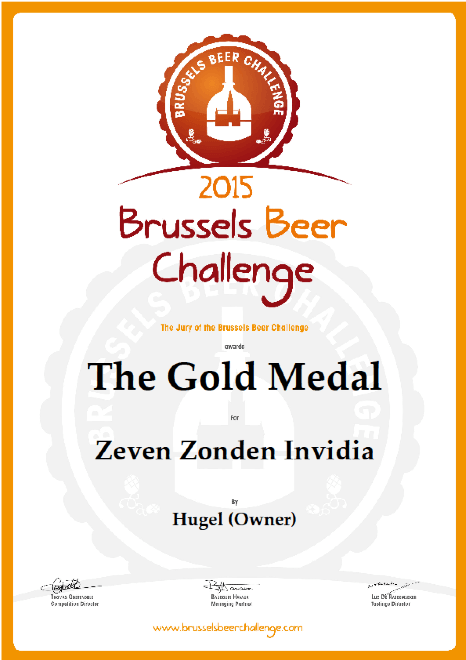 Brussels Beer Challenge 2015 - Gold - The Brew Society Award won by The brew society at Kortrijk